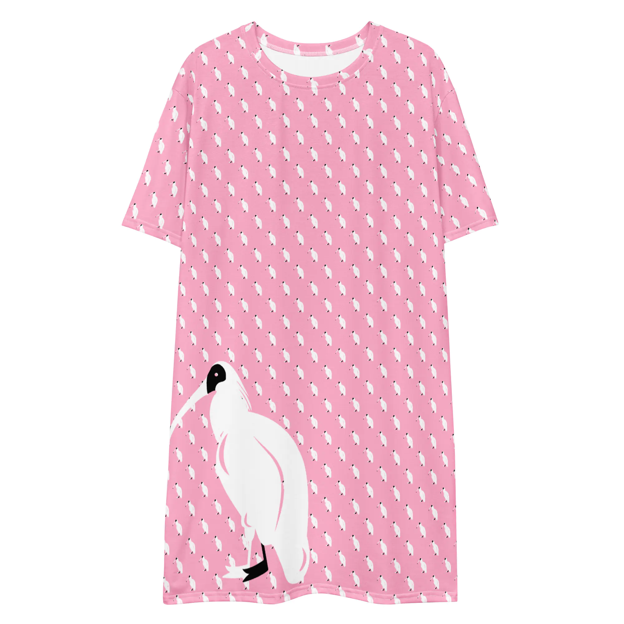 One Wear Ibis Solo – Women’s T-shirt Dress – Light Pink, White & Black Ibis - Image 3