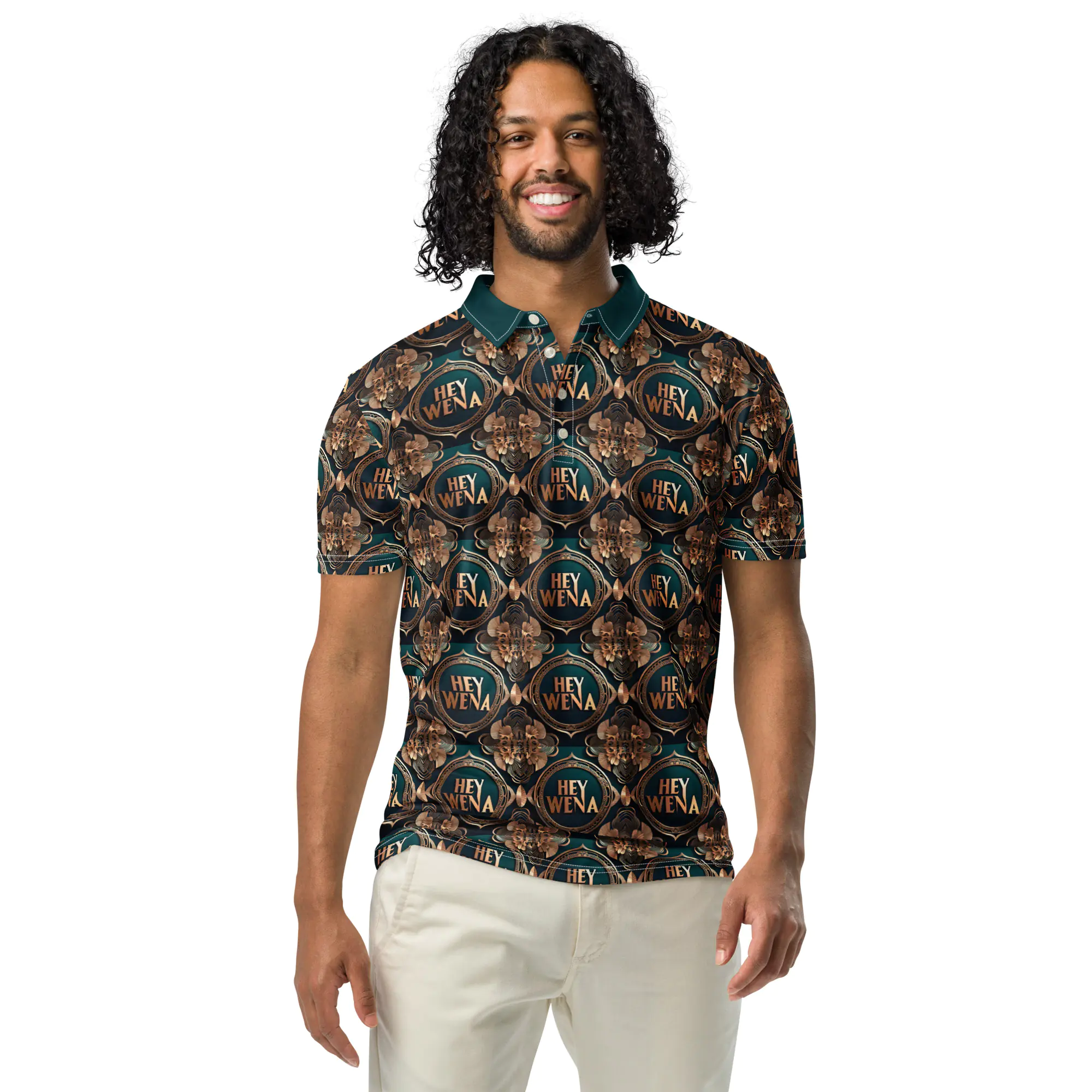 Hey Wena: Design 06 Pattern – Men’s slim fit polo - Image 3