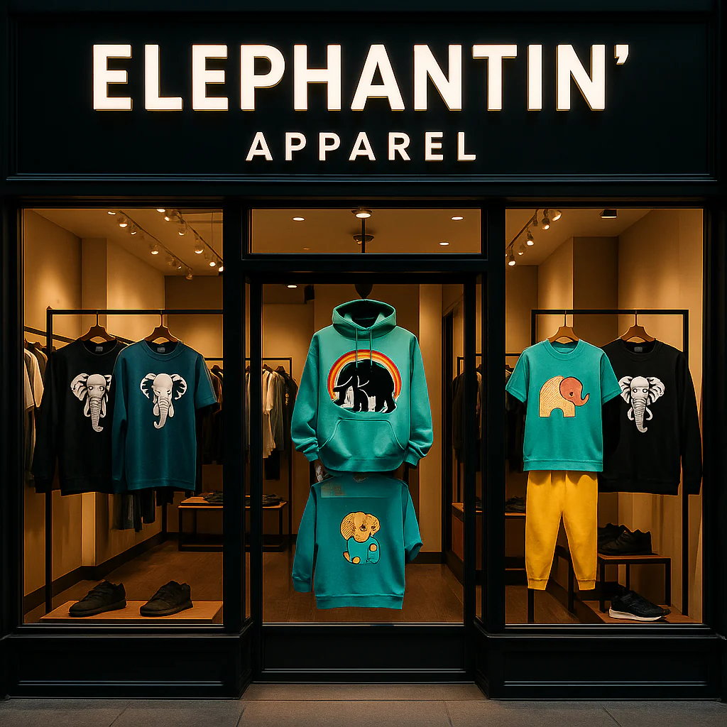 Elephantin' Apparel Storefront and Interior
