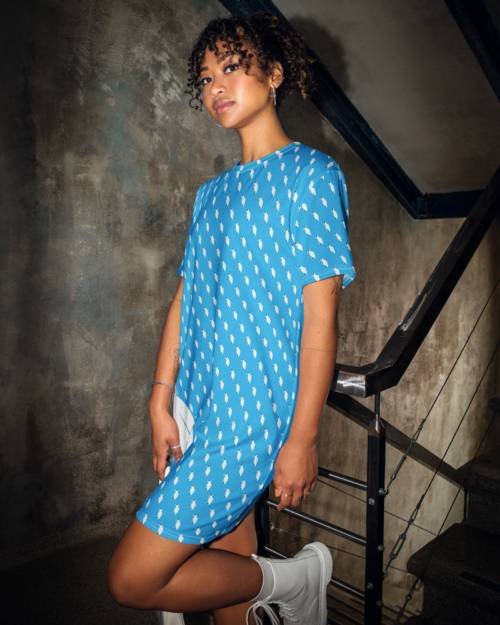 One Wear Ibis Solo – Women’s T-shirt Dress – Aqua, White & Black Ibis