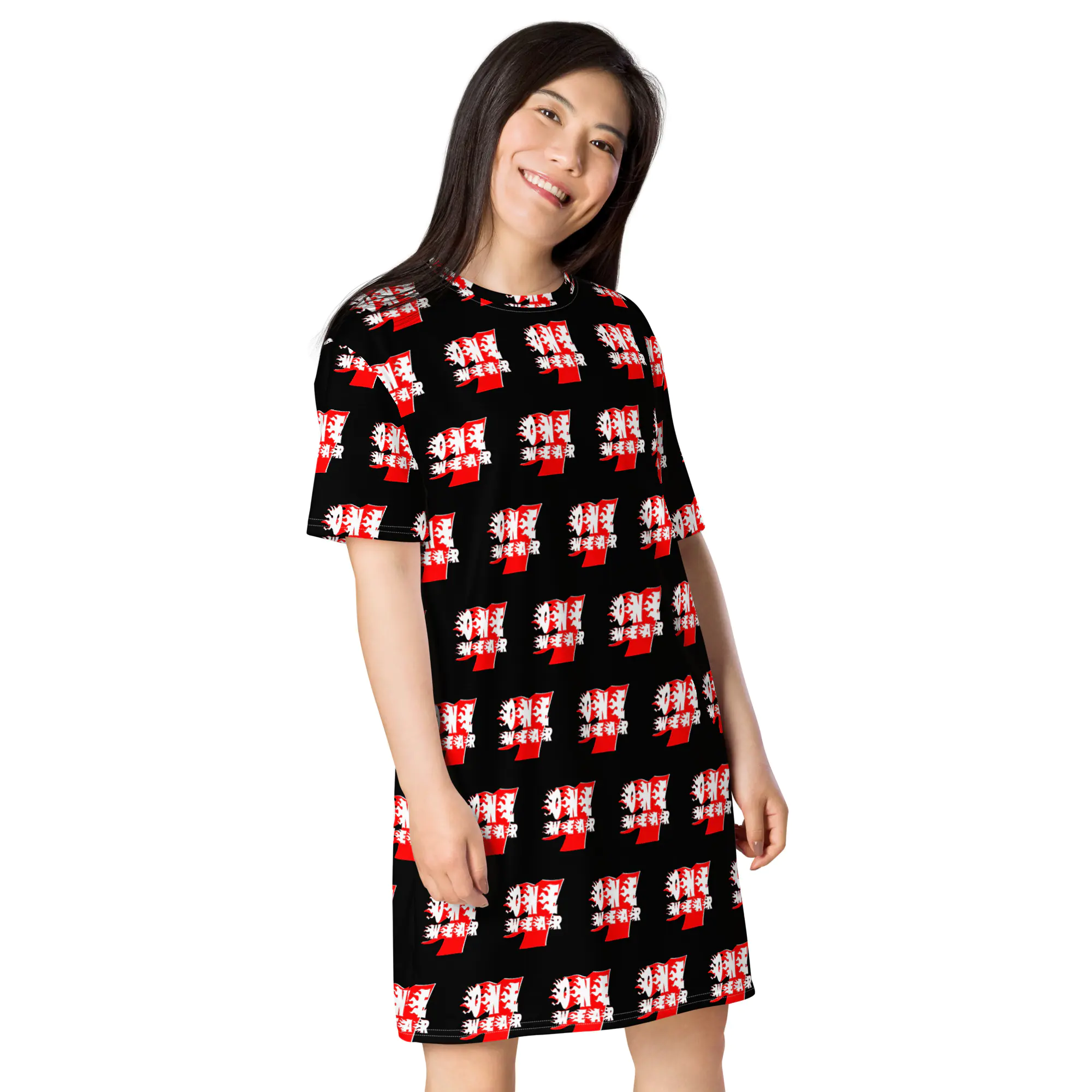 One Wear Graphic Series 97 – T-shirt dress – Black, White & Red - Image 3