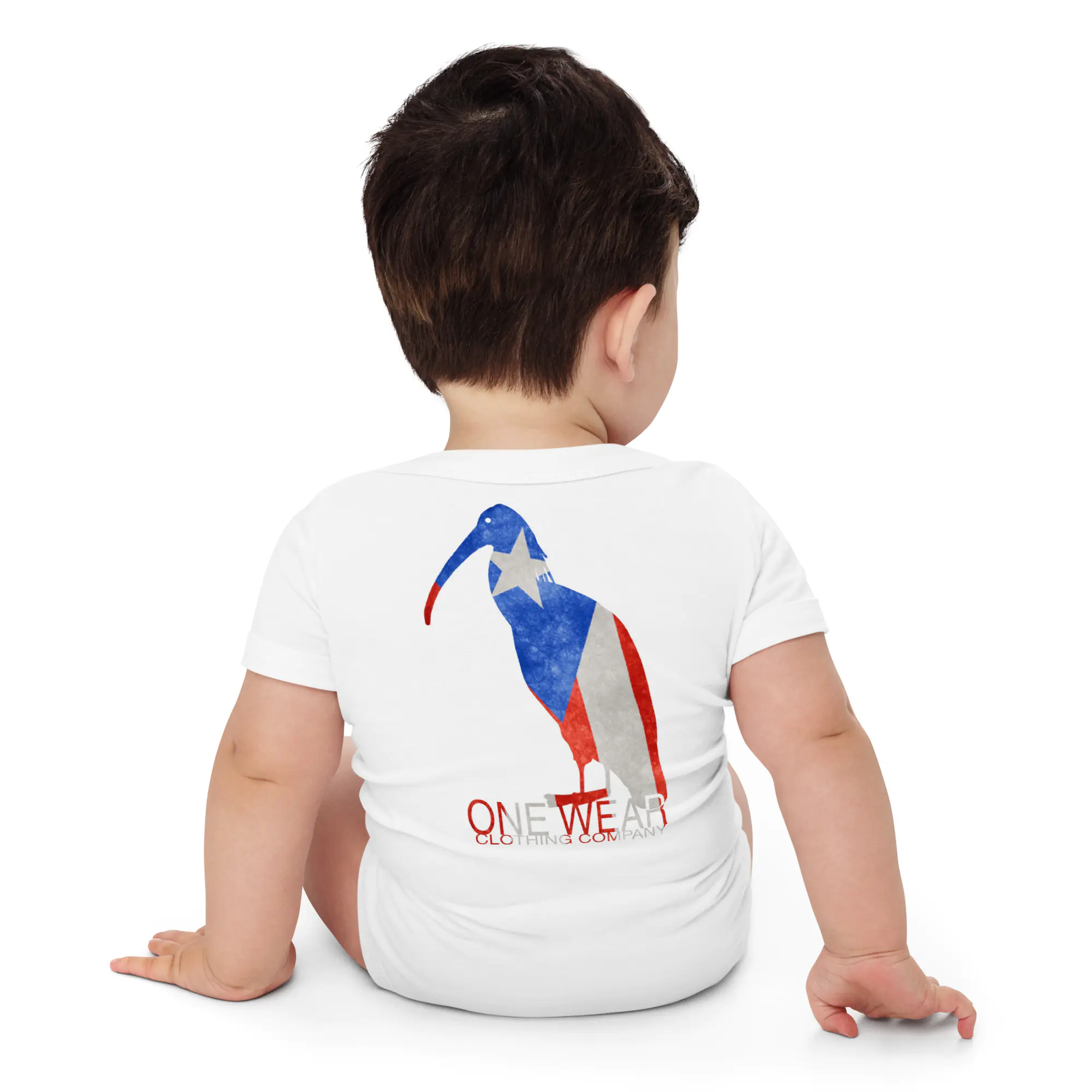 One Wear Ibis, Standing 1, Puerto Rico Flag – Baby short sleeve one piece - Image 3
