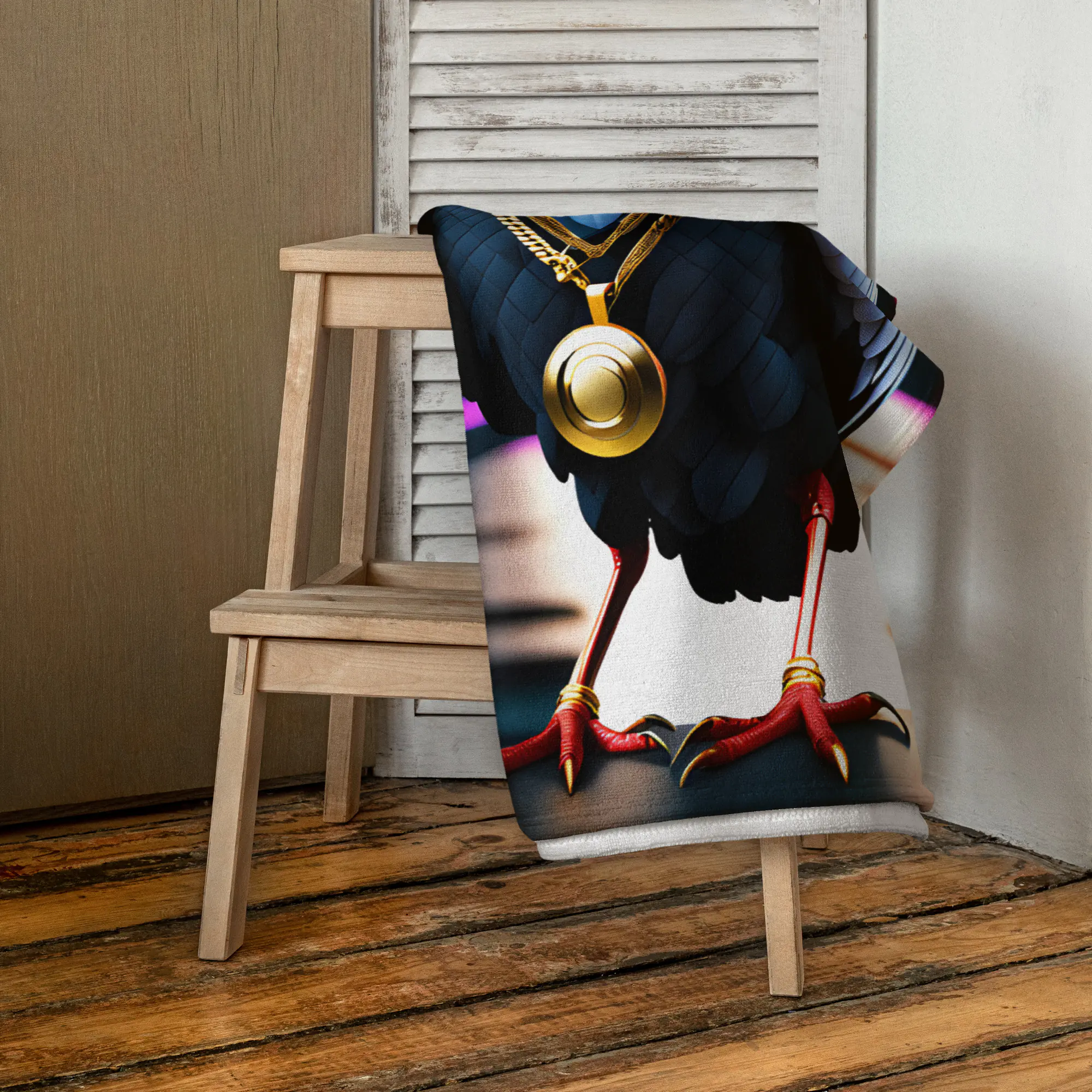Ibis Rapper with Gold Chains: Design 02 – Towel - Image 2
