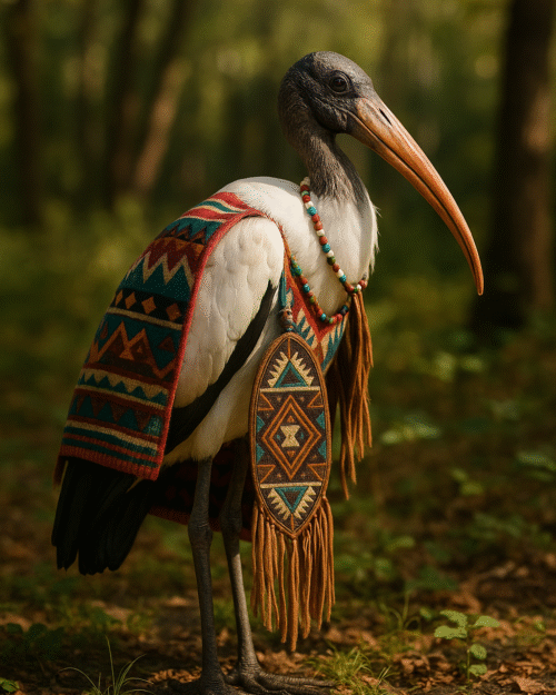 Indigenous Day Ibis: Woodland Ibis with Beaded Sash