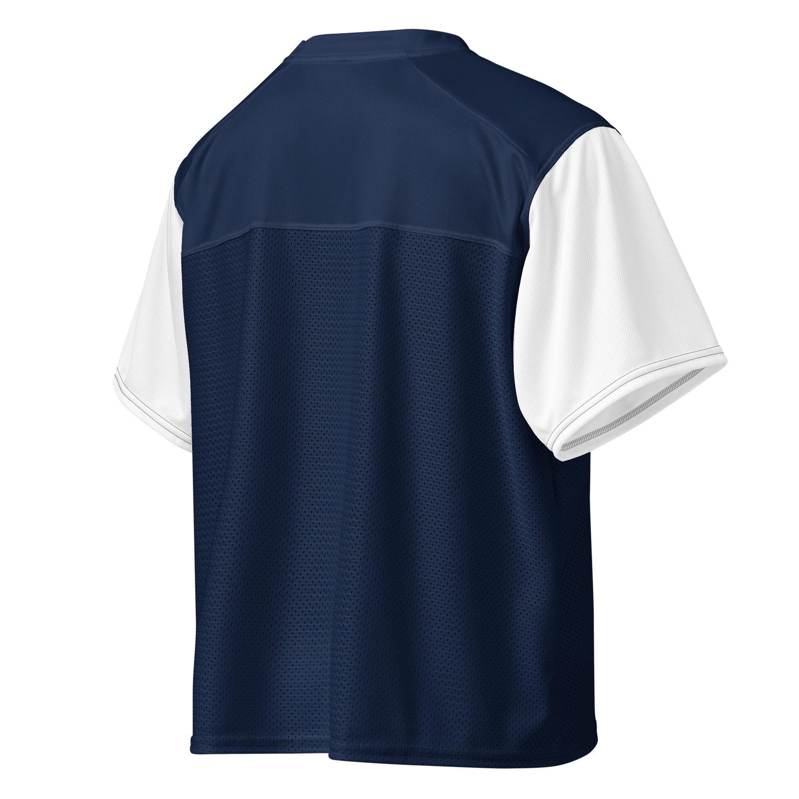 One Wear Slogan & Wavy Head Ibis 2 – Boxy football jersey – Navy, White & Red - Image 6