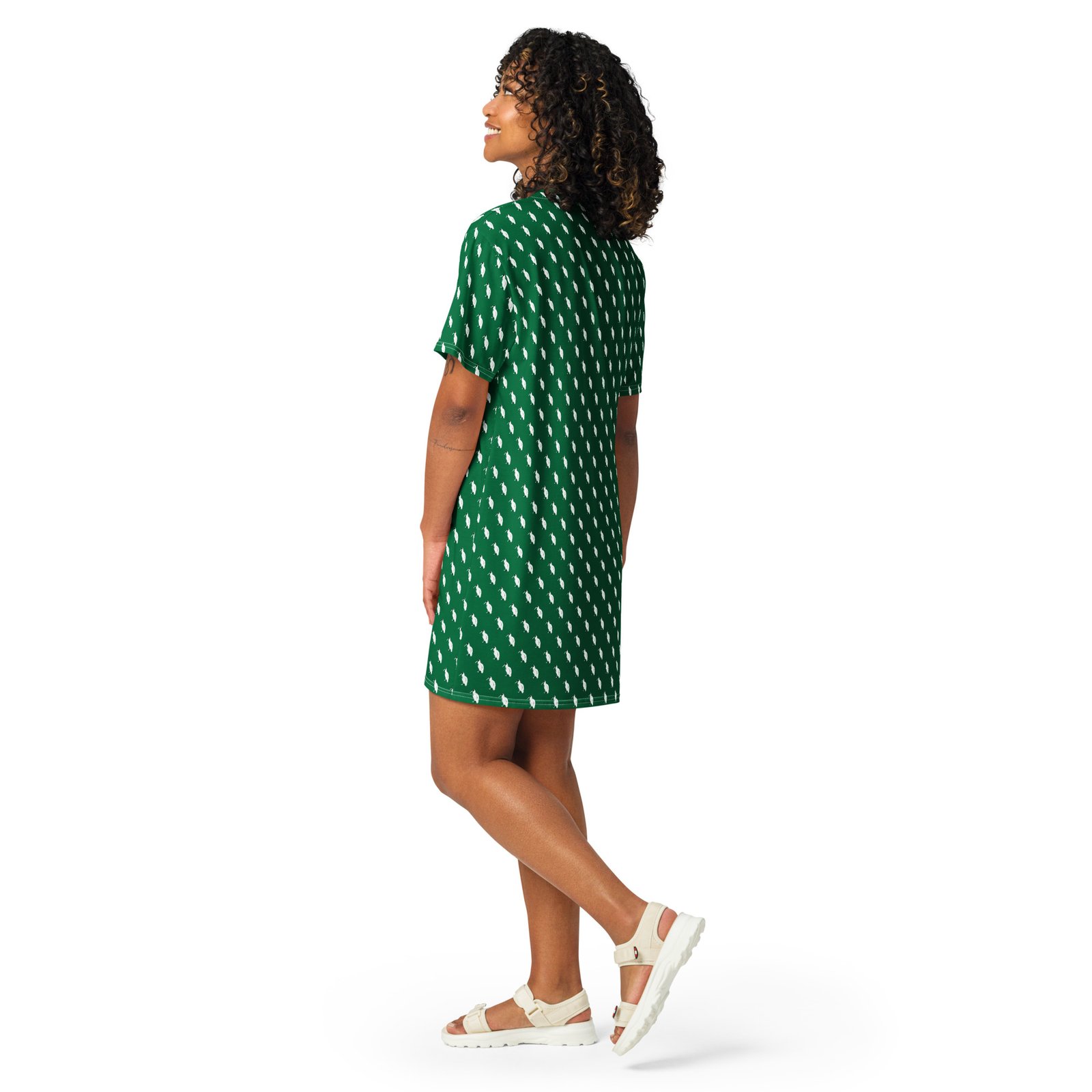 One Wear Ibis Solo – Women’s T-shirt Dress – Green, White & Black - Image 5