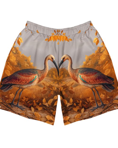 Autumn Ibis: Design 01 – Unisex Athletic Long Shorts