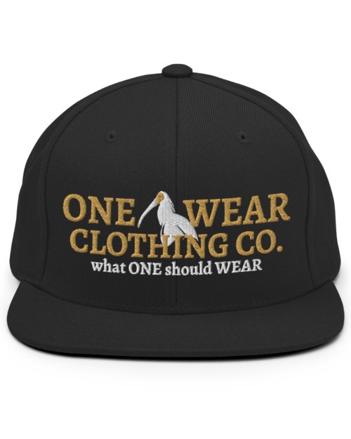 One Wear Slogan & Wavy Head Ibis 2 – Snapback Hat – Gold & White