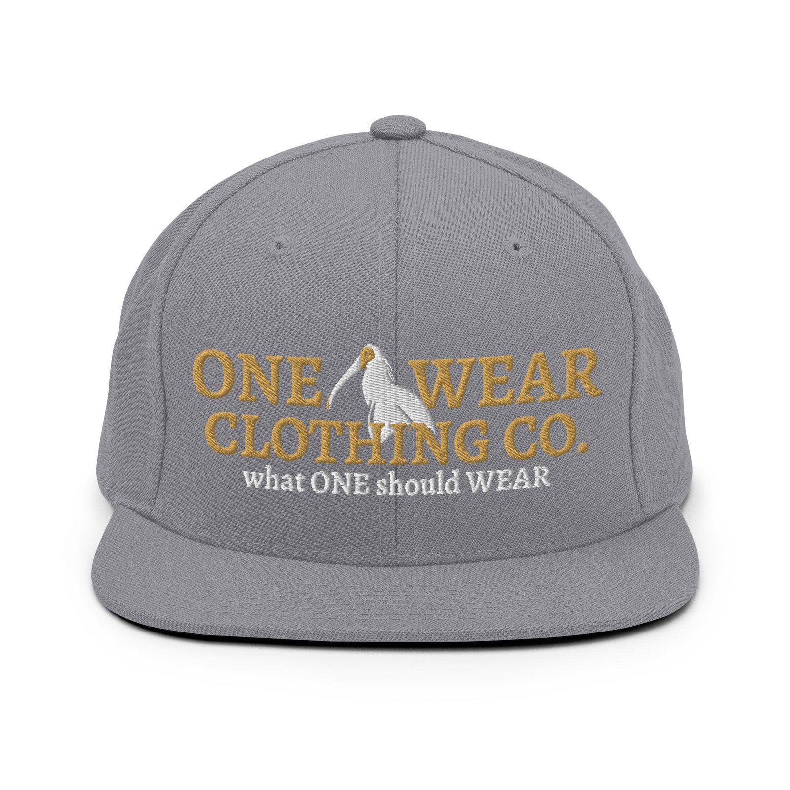 One Wear Slogan & Wavy Head Ibis 2 – Snapback Hat – Gold & White - Image 11