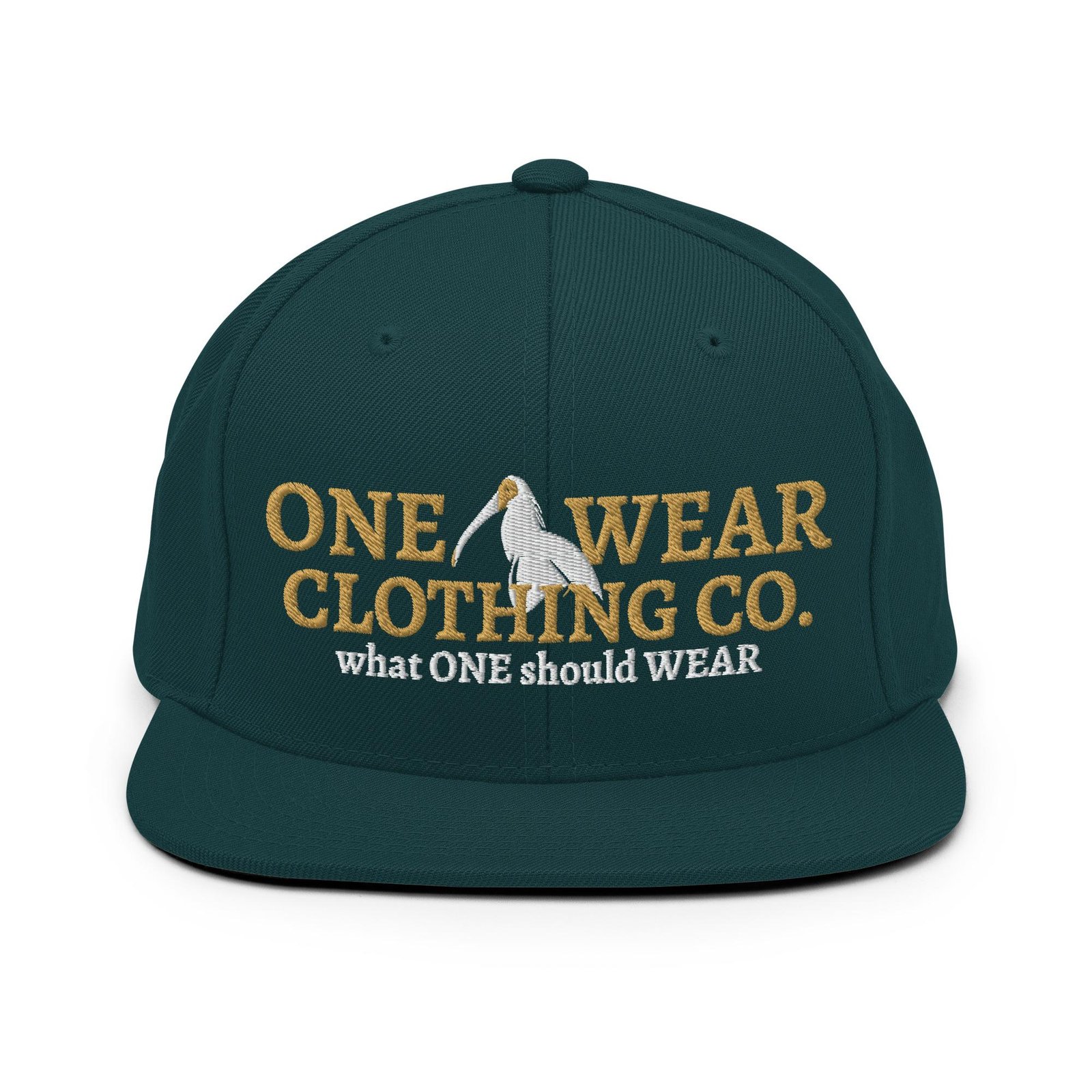 One Wear Slogan & Wavy Head Ibis 2 – Snapback Hat – Gold & White - Image 7