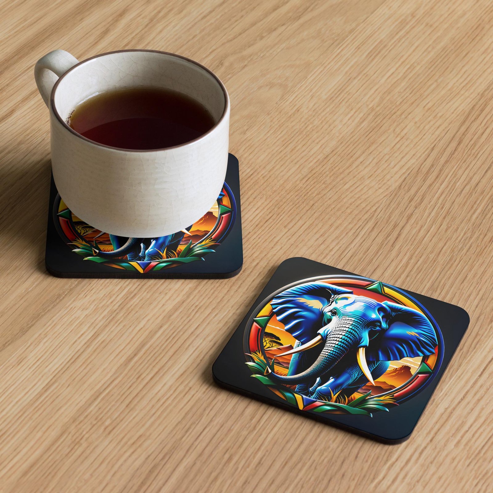 Hayibo: Elephant Design 01 - Cork-back coaster