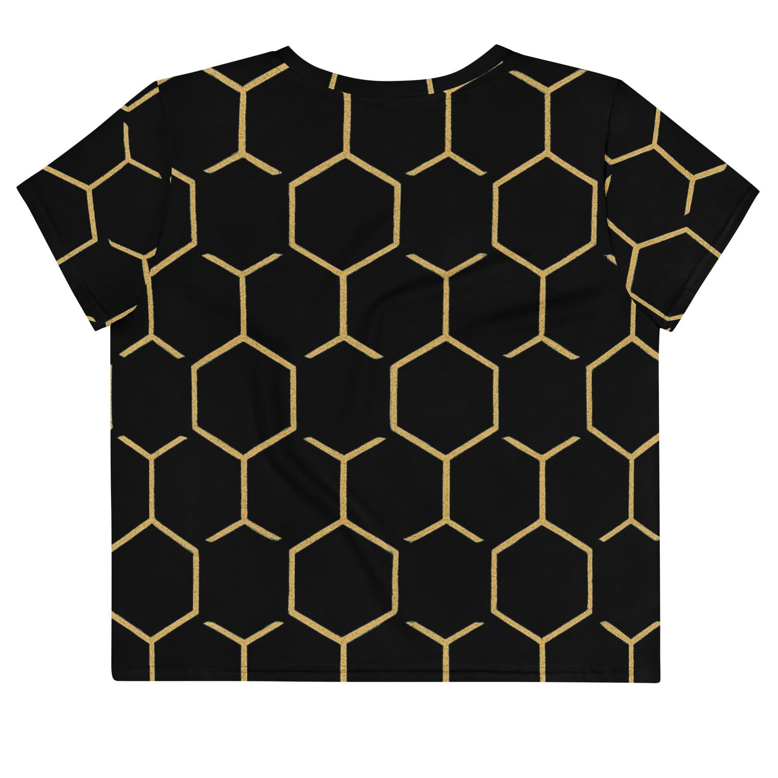 TALISHÉN: Steel Spine Hex Pattern – Crop Tee – Black & Gold - Image 5