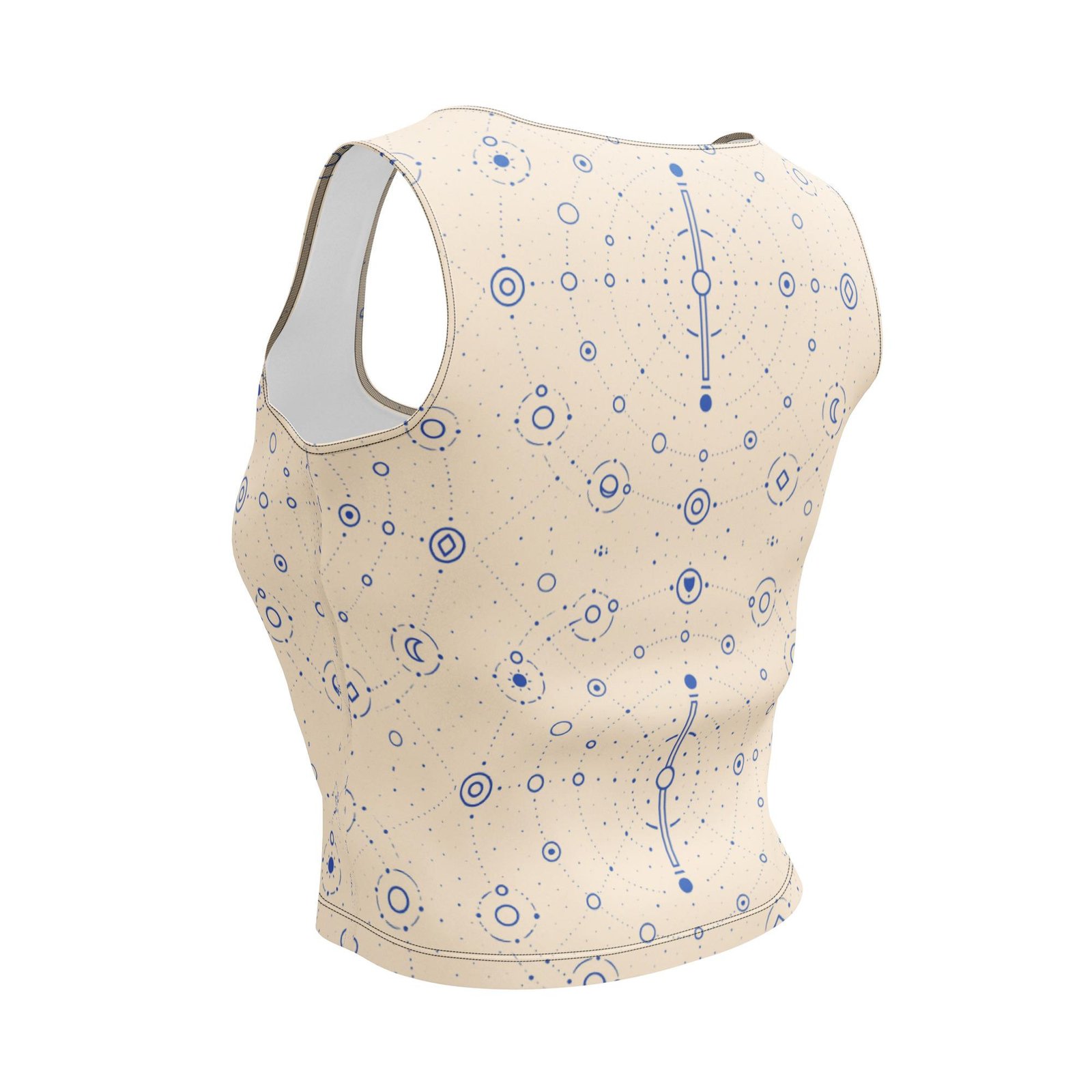 Onegodian Galaxy: Thirteen Worlds Orbit Chain™ – Crop Top – Tan & Navy - Image 6