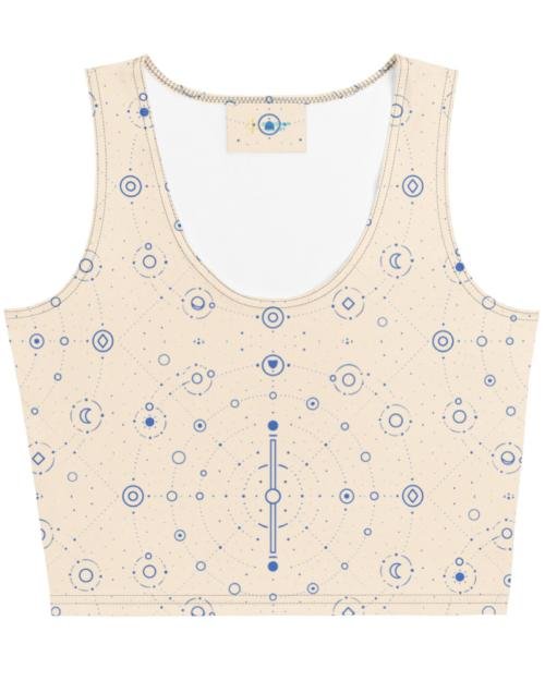 Onegodian Galaxy: Thirteen Worlds Orbit Chain™ – Crop Top – Tan & Navy