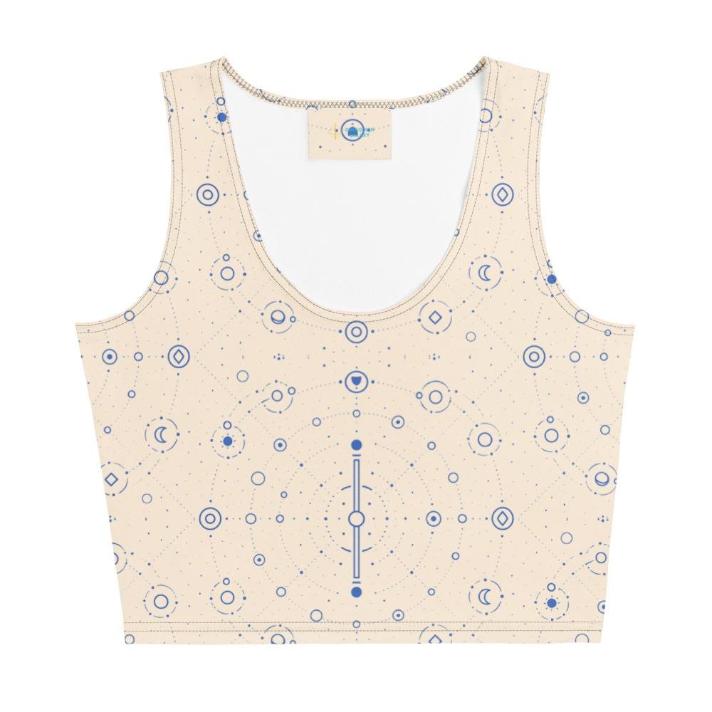 Onegodian Galaxy: Thirteen Worlds Orbit Chain™ – Crop Top – Tan & Navy