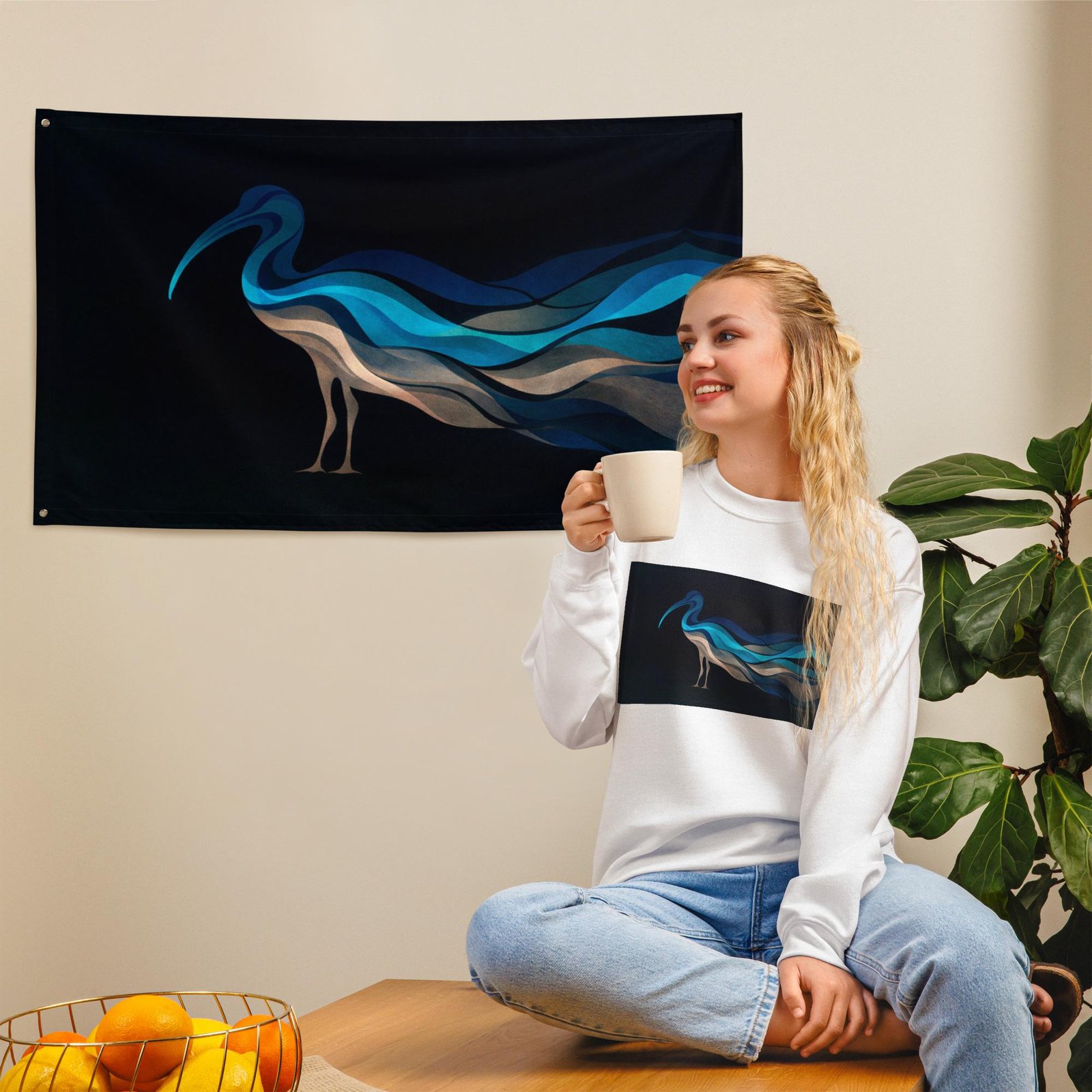 Ibis Abstract Wave – Flag – Black & Blues - Image 2