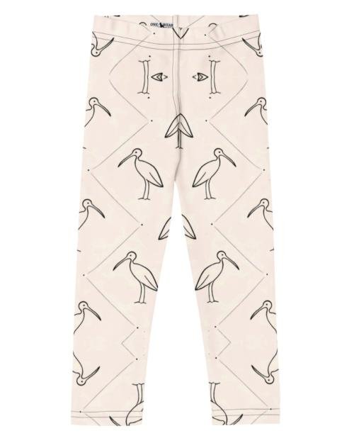 Ibis Line Art Grid – Kid's Leggings – Cream & Black