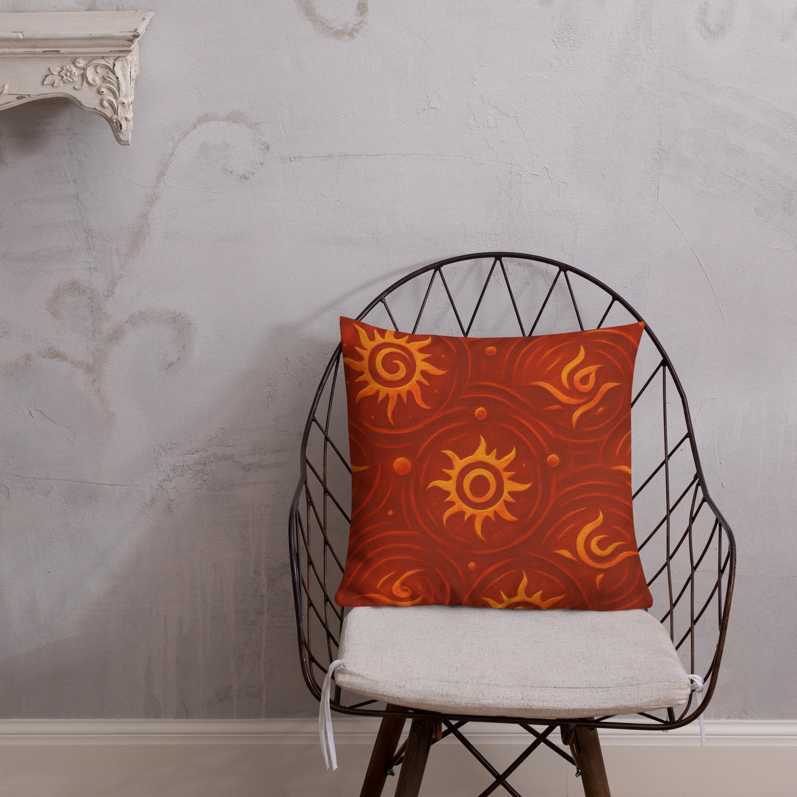 ZARU’UN™: Flameheart Sigil Loop™ – Premium Pillow – Rust & Mustard - Image 6