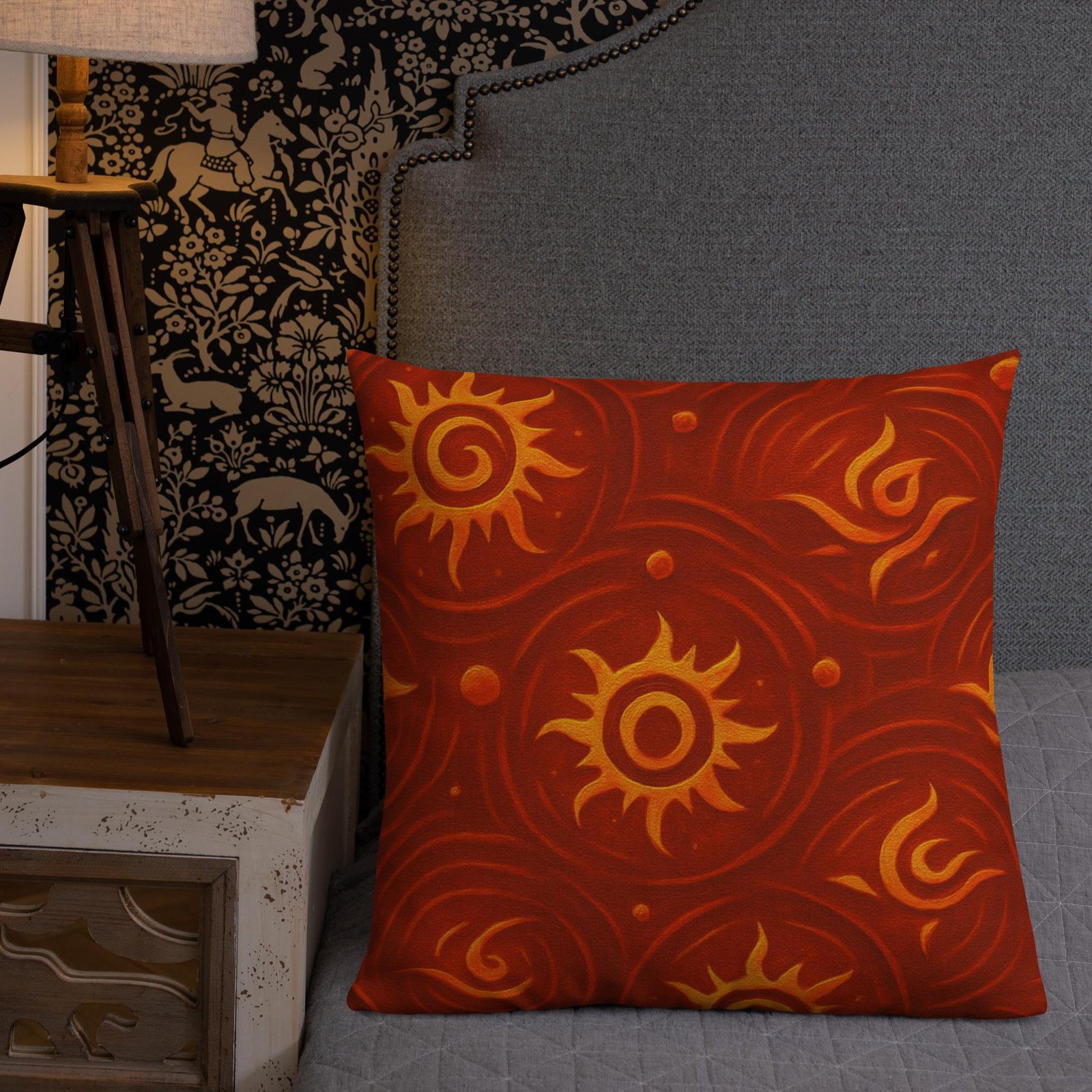 ZARU’UN™: Flameheart Sigil Loop™ – Premium Pillow – Rust & Mustard - Image 13