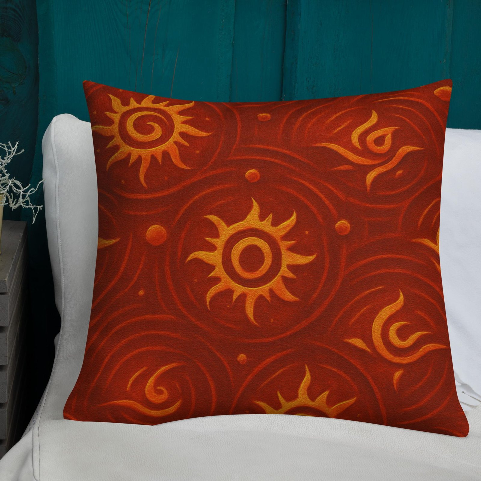 ZARU’UN™: Flameheart Sigil Loop™ – Premium Pillow – Rust & Mustard - Image 15