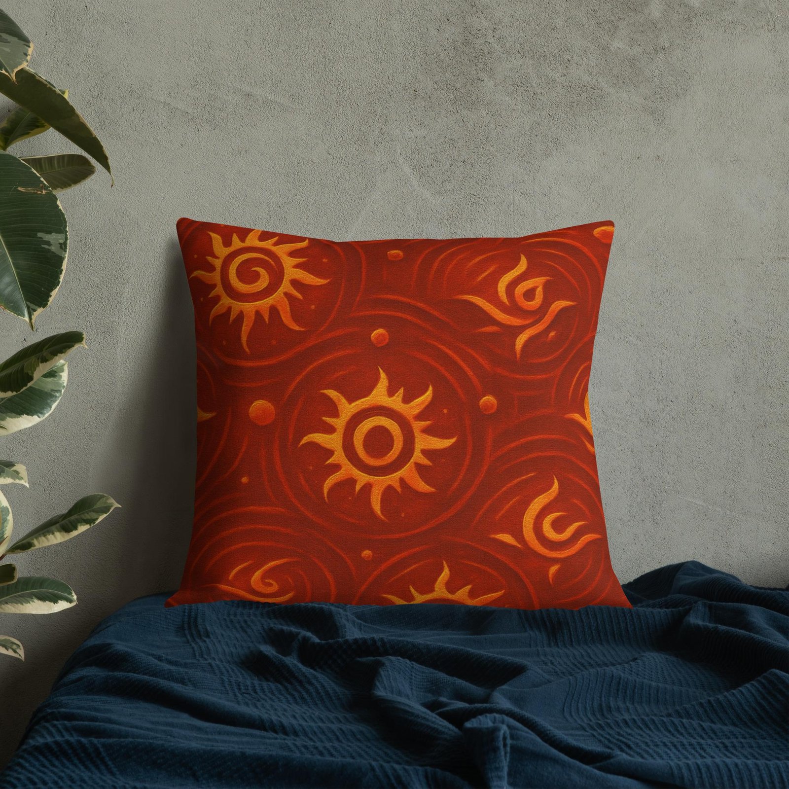 ZARU’UN™: Flameheart Sigil Loop™ – Premium Pillow – Rust & Mustard