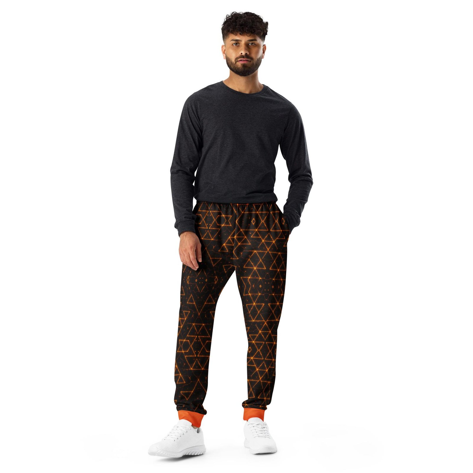 VAELORIA™: Tri-Flame Forge Weave™ – Men's Joggers – Black & Orange - Image 5