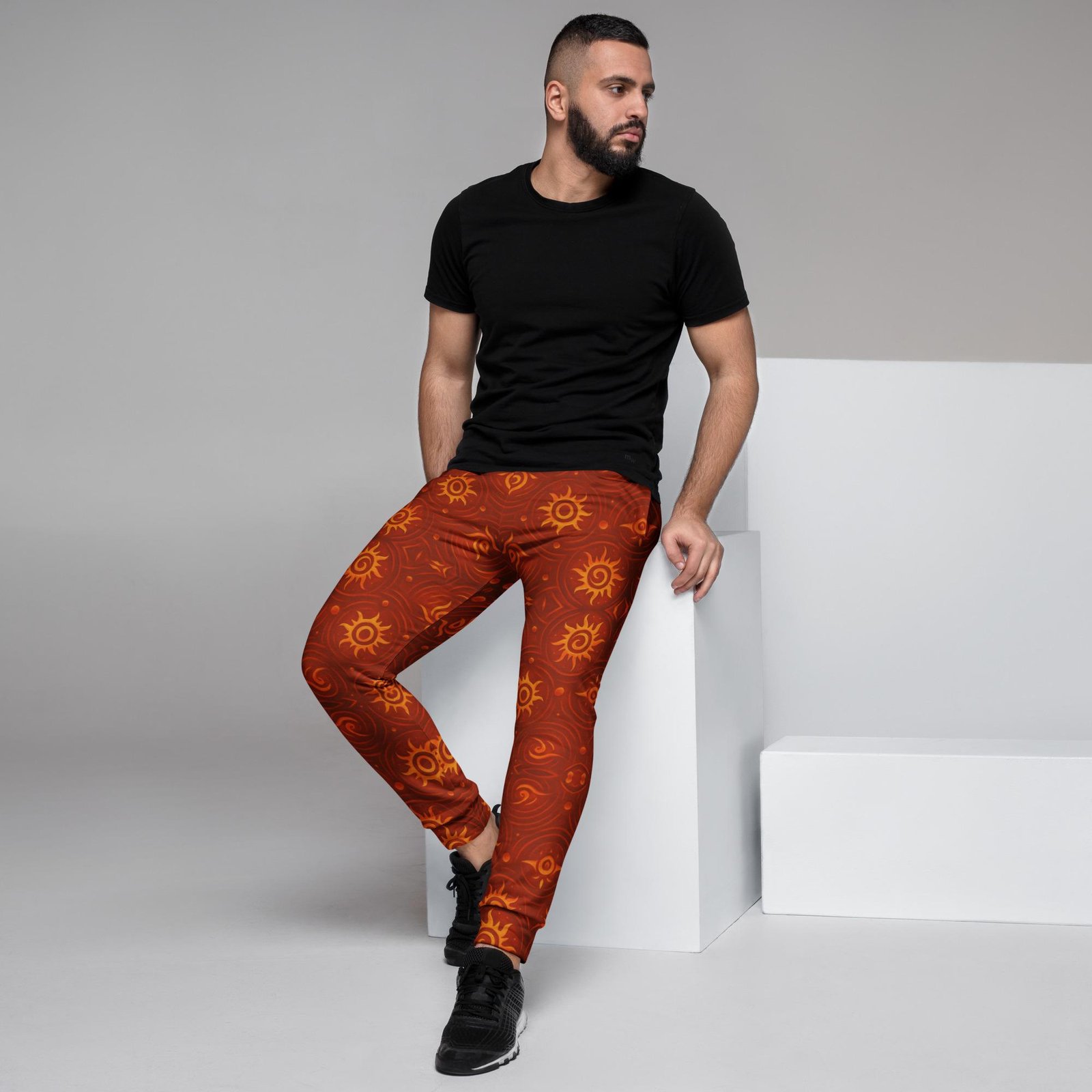 ZARU’UN™: Flameheart Sigil Loop™ – Men's Joggers – Rust & Mustard - Image 2