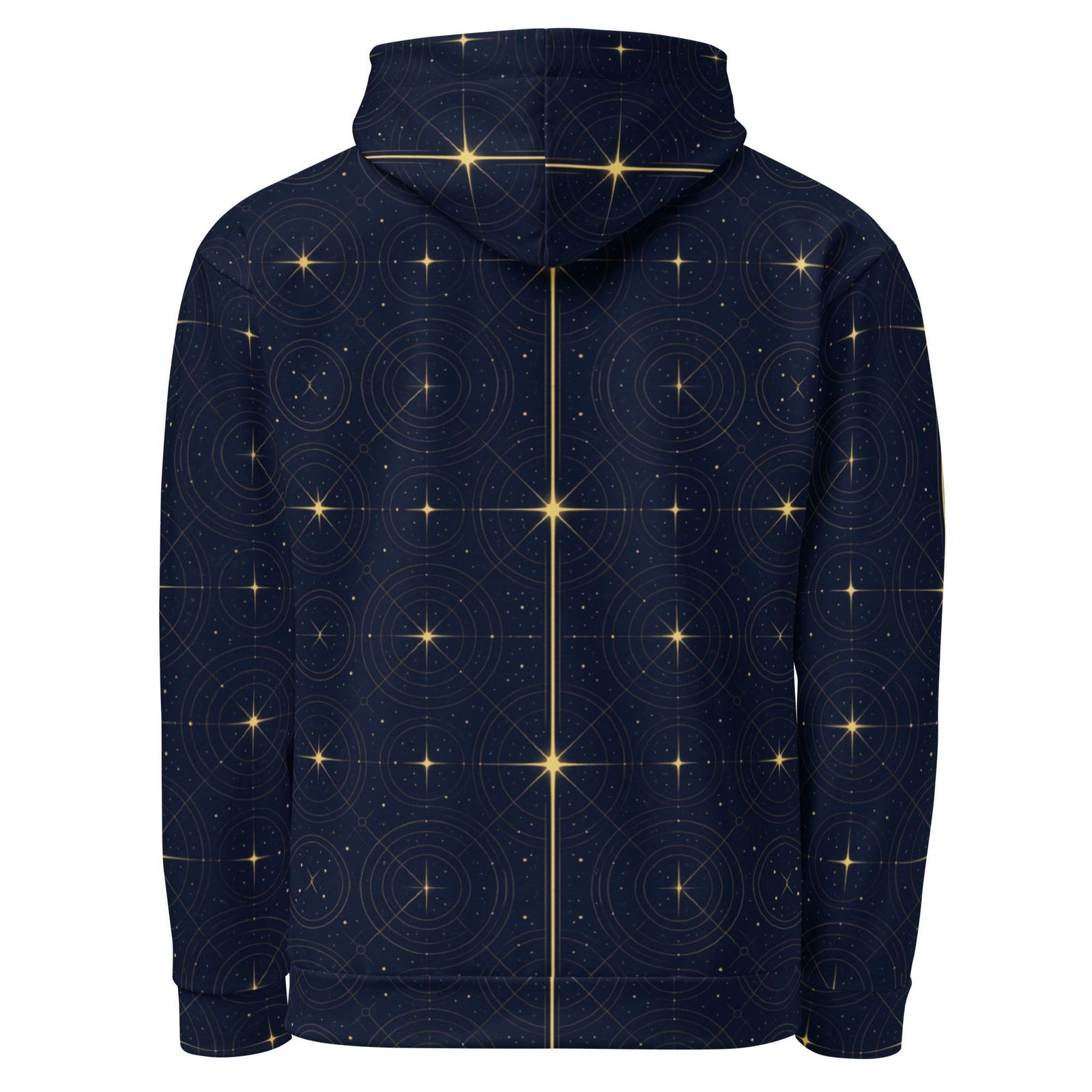 Onegodia: Luminel Axis Grid™ – Unisex Hoodie – Navy & Gold - Image 8
