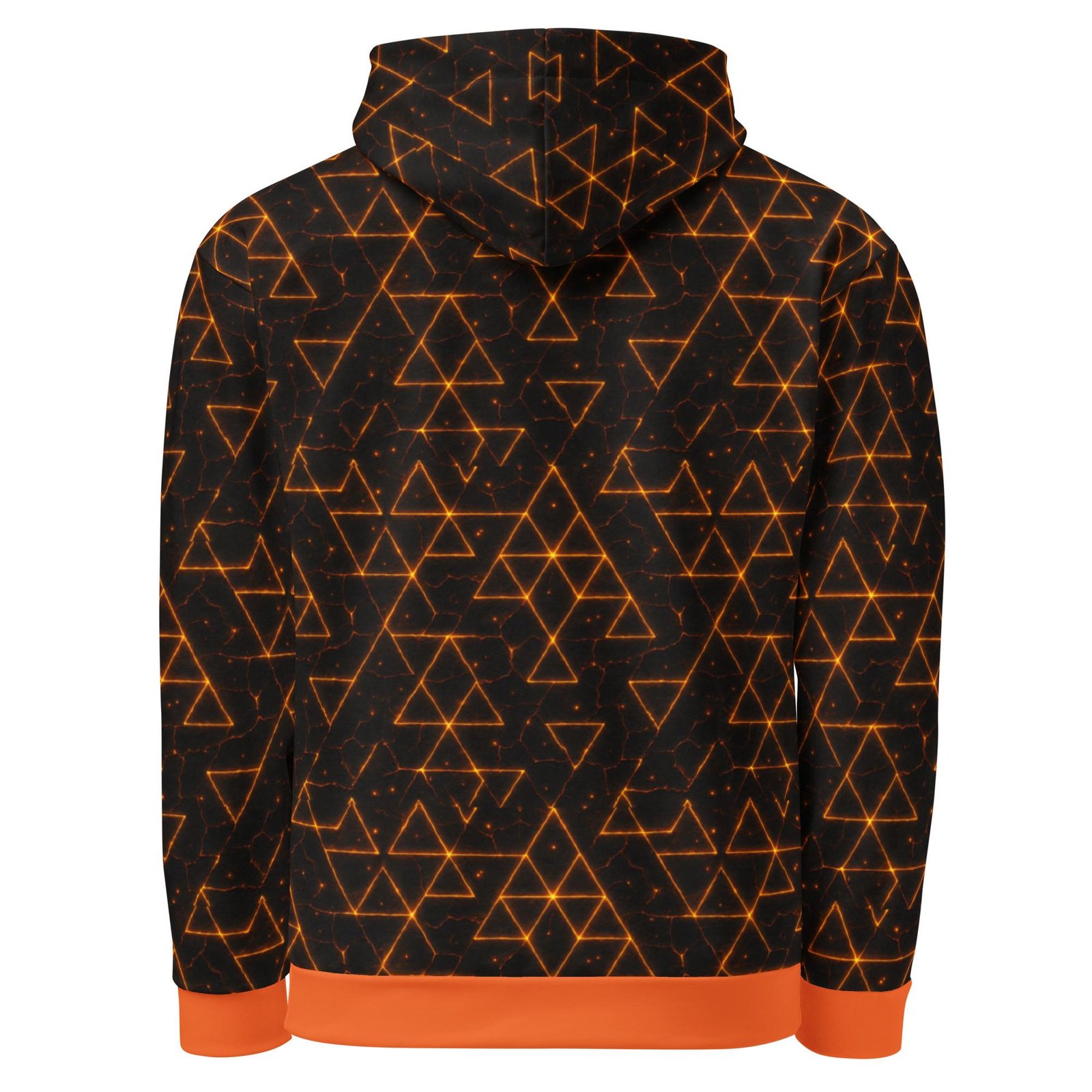 VAELORIA™: Tri-Flame Forge Weave™ – Unisex Hoodie – Black & Orange - Image 6