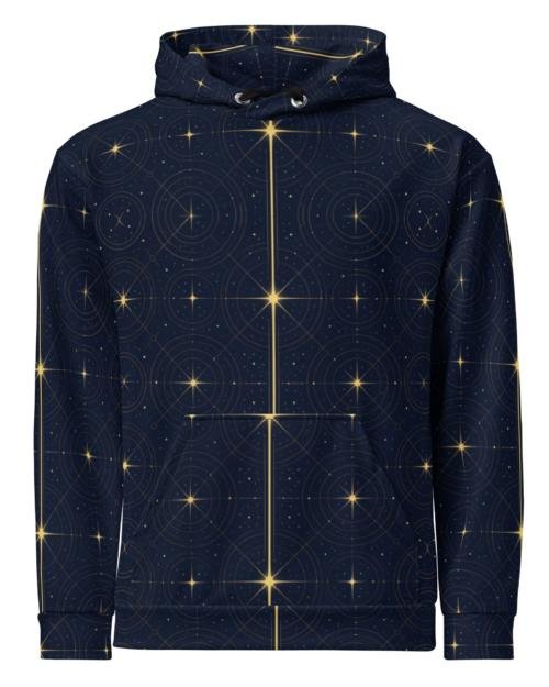 Onegodia: Luminel Axis Grid™ – Unisex Hoodie – Navy & Gold