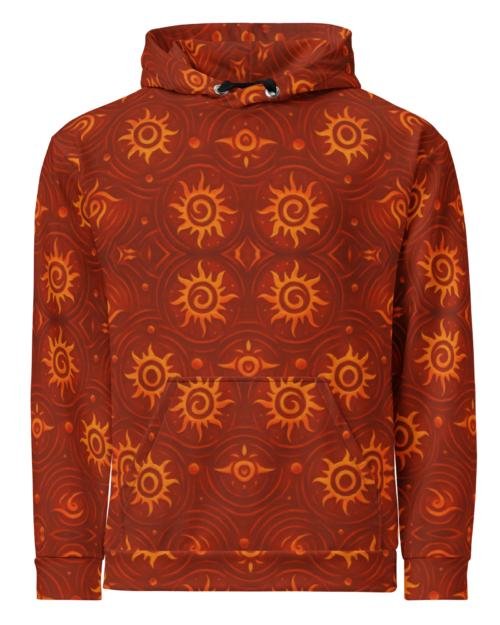 ZARU’UN™: Flameheart Sigil Loop™ – Unisex Hoodie – Rust & Mustard