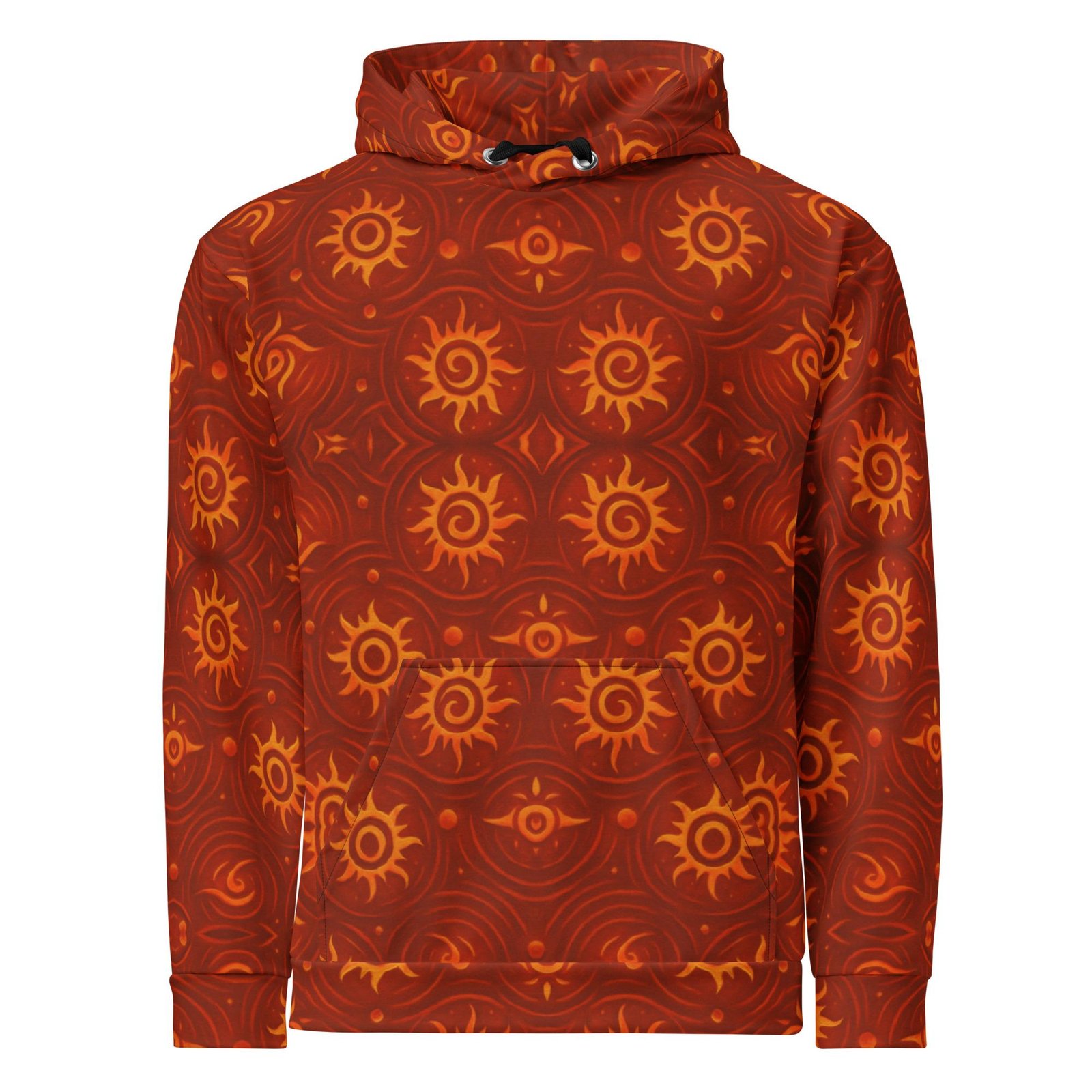 ZARU’UN™: Flameheart Sigil Loop™ – Unisex Hoodie – Rust & Mustard