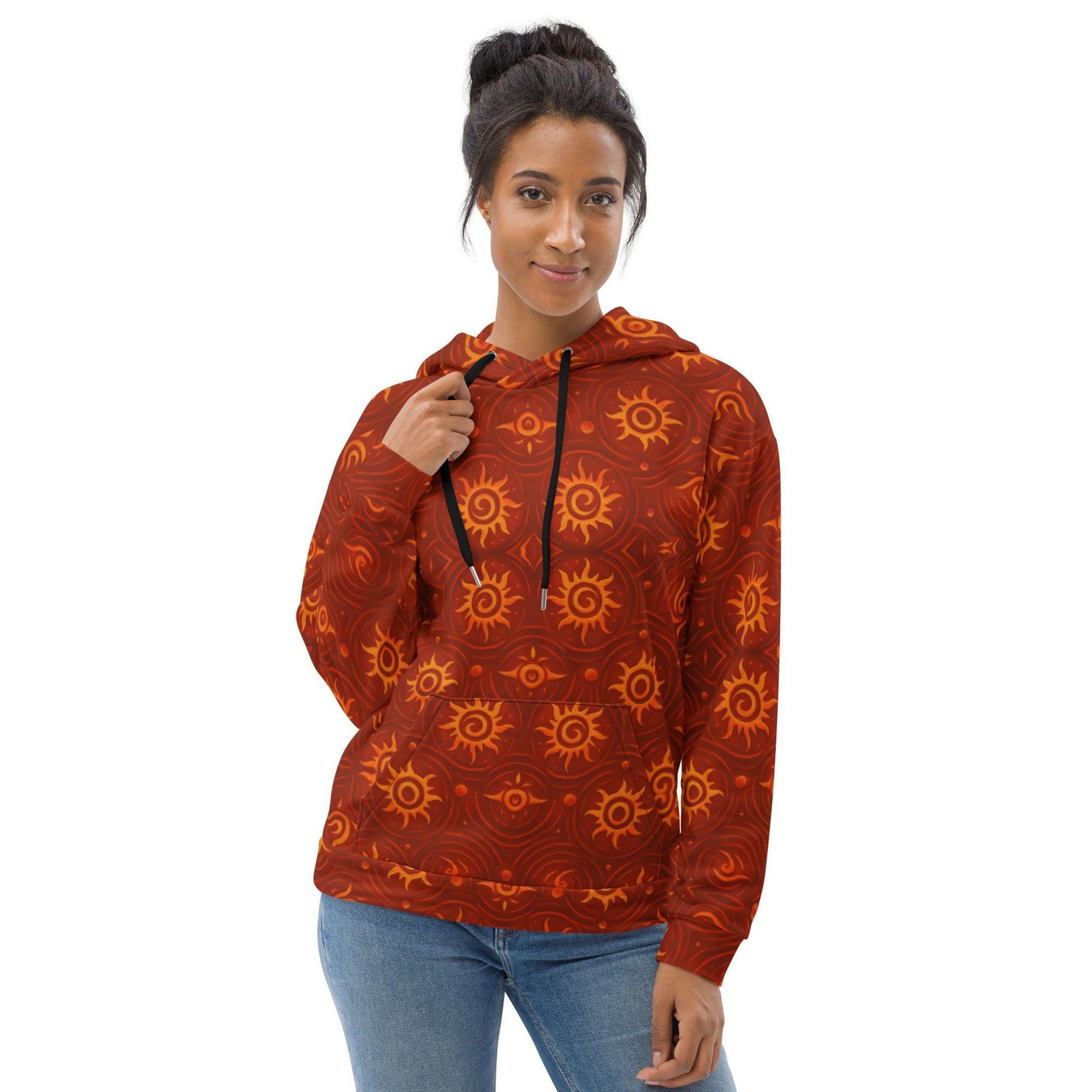 ZARU’UN™: Flameheart Sigil Loop™ – Unisex Hoodie – Rust & Mustard - Image 4