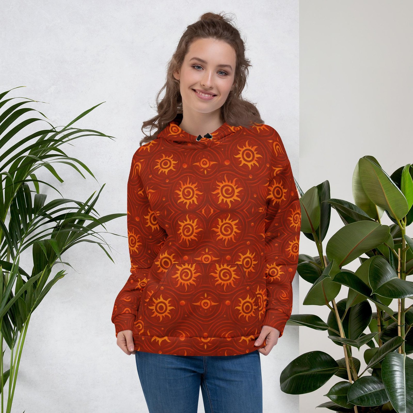 ZARU’UN™: Flameheart Sigil Loop™ – Unisex Hoodie – Rust & Mustard - Image 5