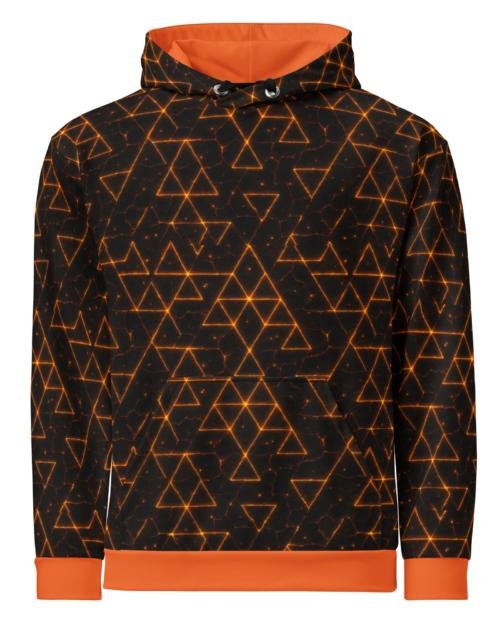 VAELORIA™: Tri-Flame Forge Weave™ – Unisex Hoodie – Black & Orange