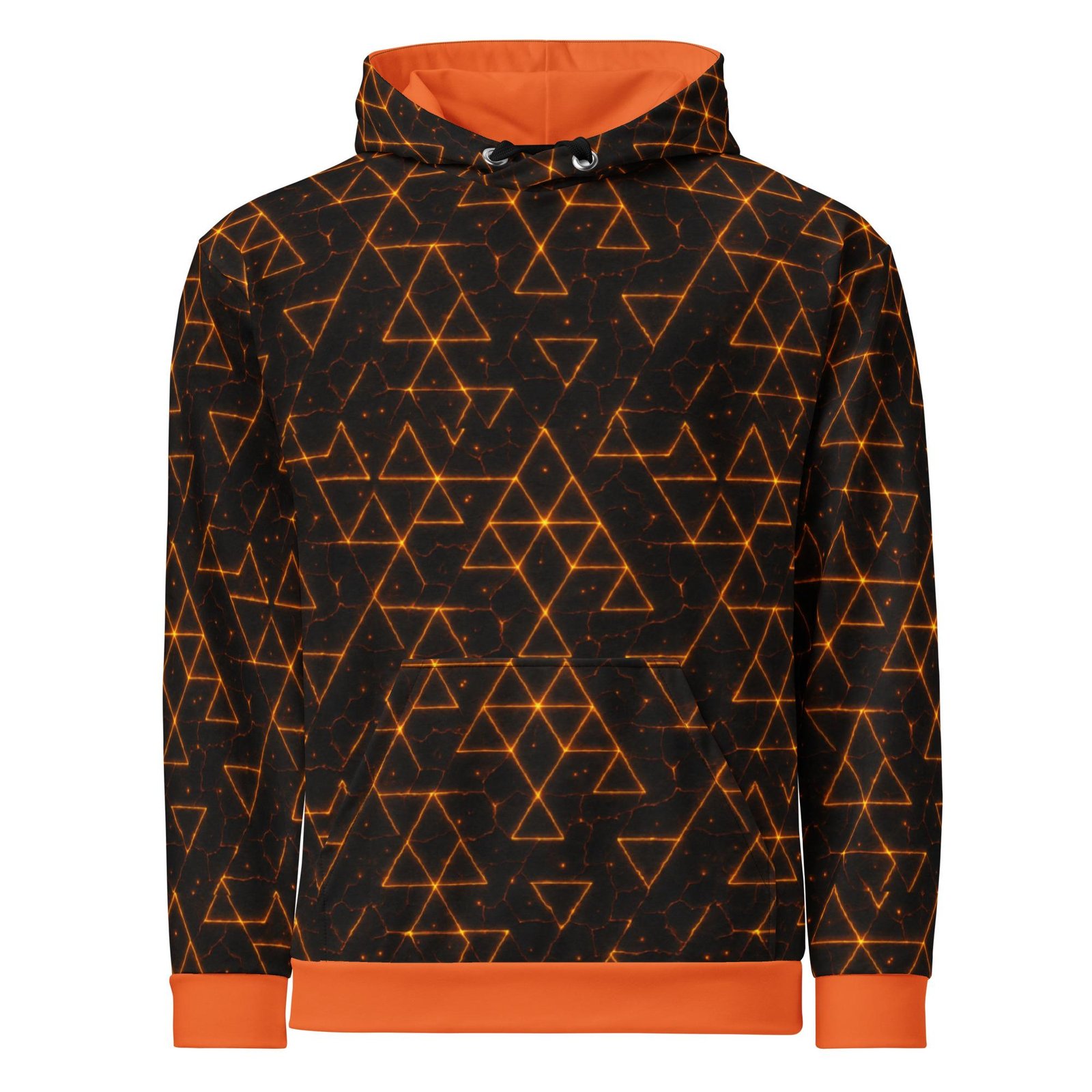 VAELORIA™: Tri-Flame Forge Weave™ – Unisex Hoodie – Black & Orange