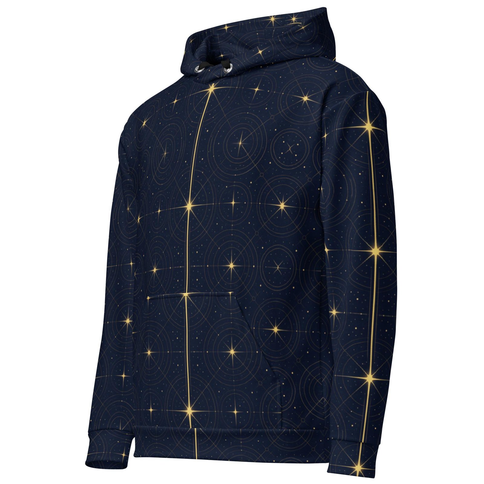 Onegodia: Luminel Axis Grid™ – Unisex Hoodie – Navy & Gold - Image 7