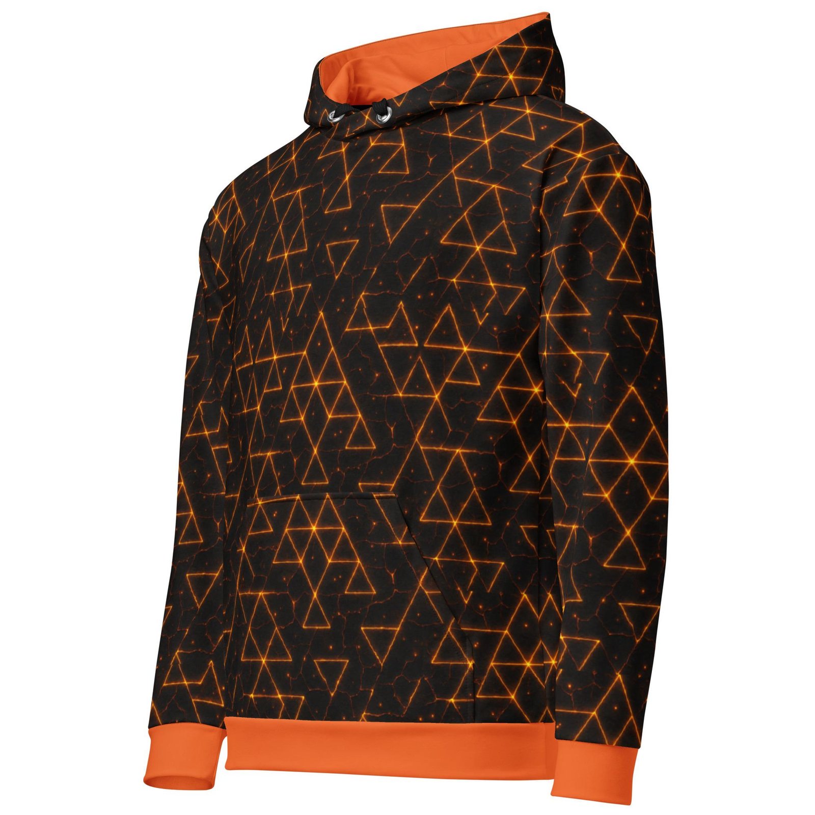VAELORIA™: Tri-Flame Forge Weave™ – Unisex Hoodie – Black & Orange - Image 5