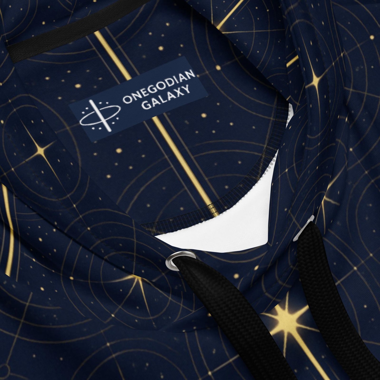 Onegodia: Luminel Axis Grid™ – Unisex Hoodie – Navy & Gold - Image 4