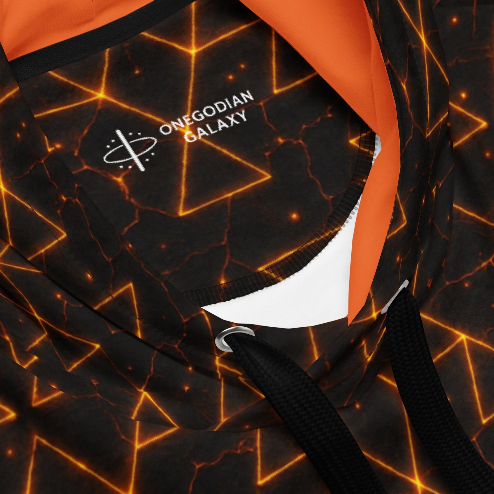 VAELORIA™: Tri-Flame Forge Weave™ – Unisex Hoodie – Black & Orange - Image 2