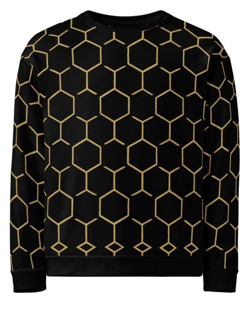 TALISHÉN: Steel Spine Hex Pattern – Unisex Sweatshirt – Black & Gold