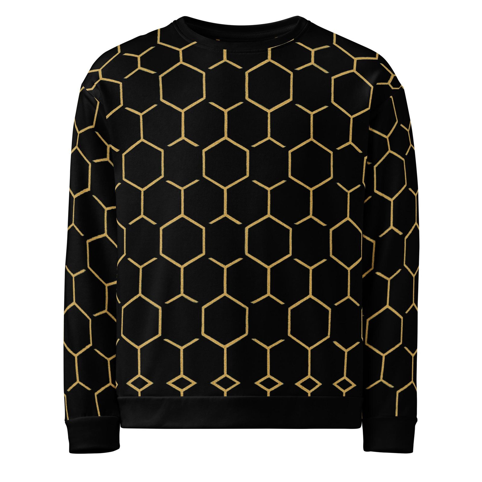 TALISHÉN: Steel Spine Hex Pattern – Unisex Sweatshirt – Black & Gold