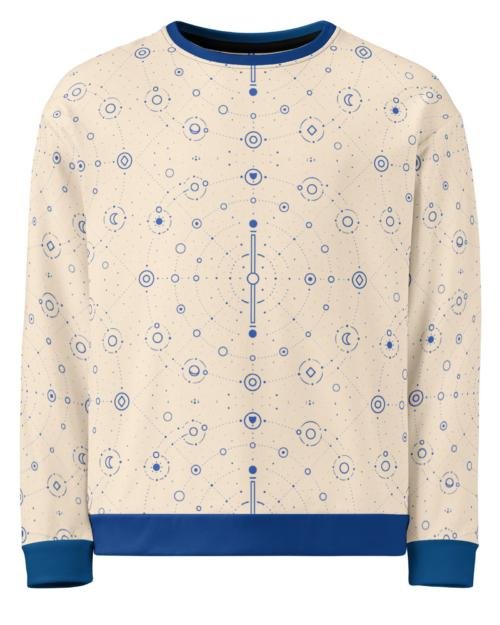 Onegodian Galaxy: Thirteen Worlds Orbit Chain™ – Unisex Sweatshirt – Tan & Navy