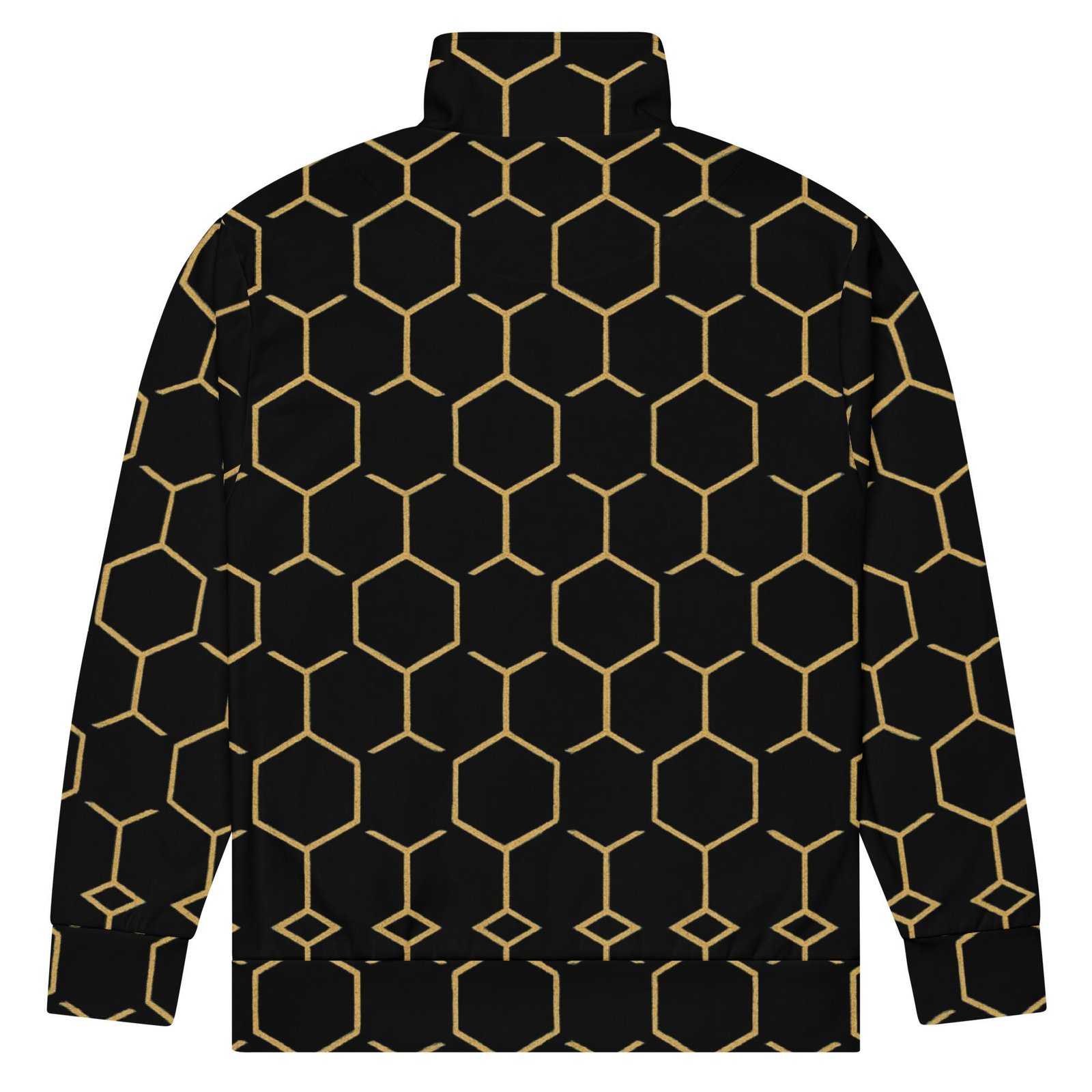 TALISHÉN: Steel Spine Hex Pattern – Unisex track jacket – Black & Gold - Image 12