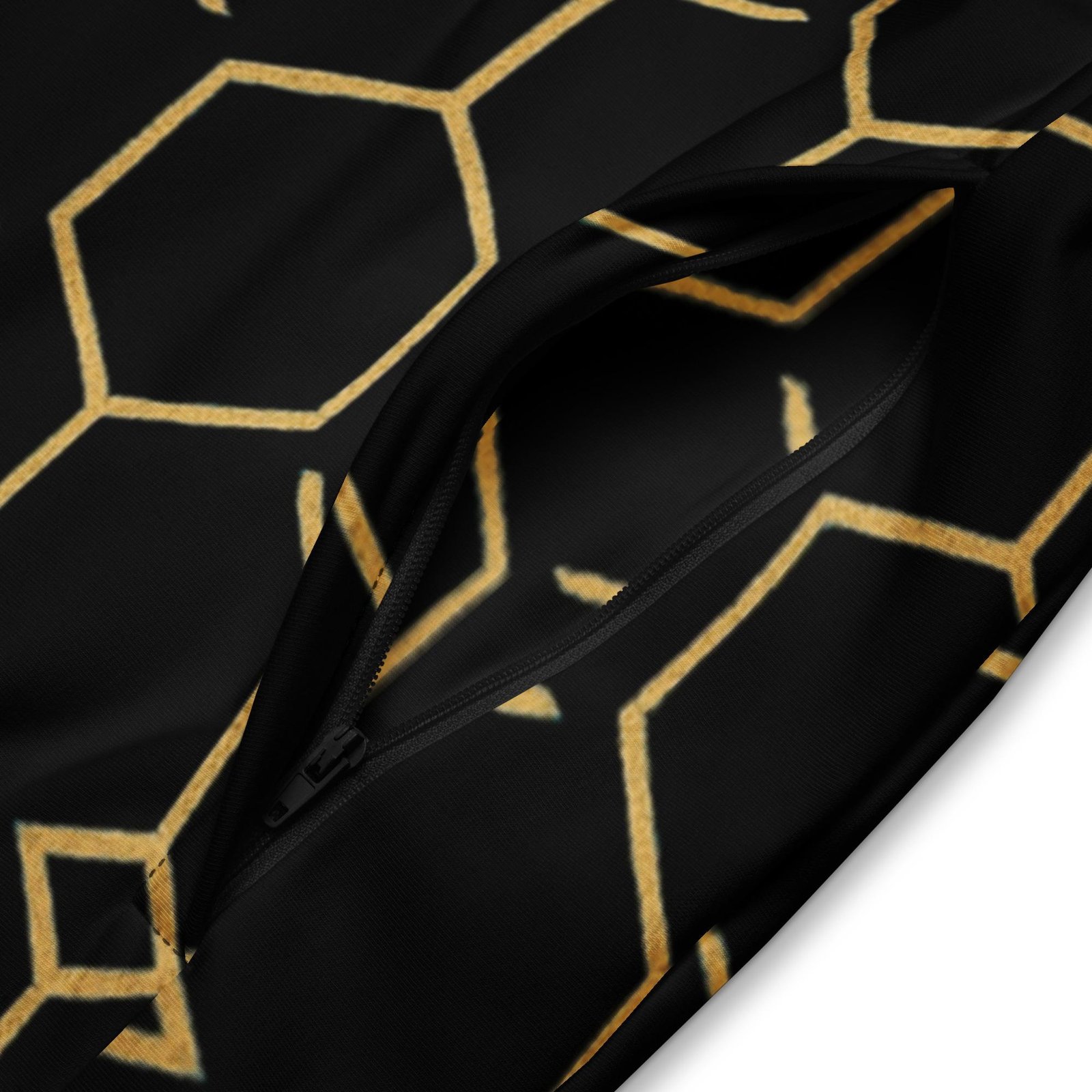 TALISHÉN: Steel Spine Hex Pattern – Unisex track jacket – Black & Gold - Image 4