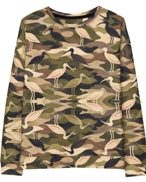 Modern Camouflage Ibis – Unisex cotton sweatshirt – Olive, Khaki & Black