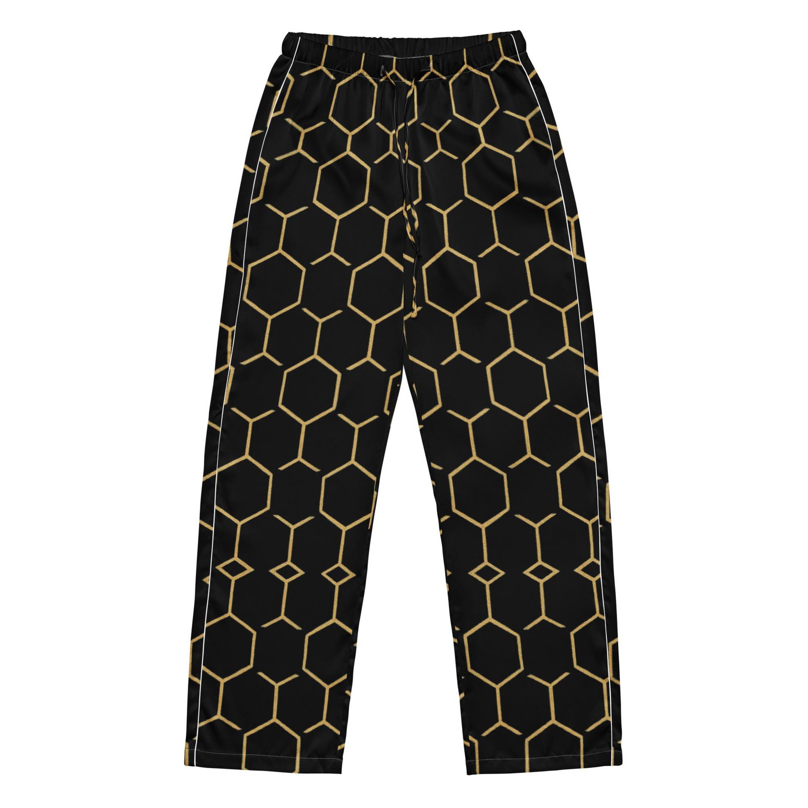 TALISHÉN: Steel Spine Hex Pattern – Women’s pajama pants – Black & Gold - Image 7