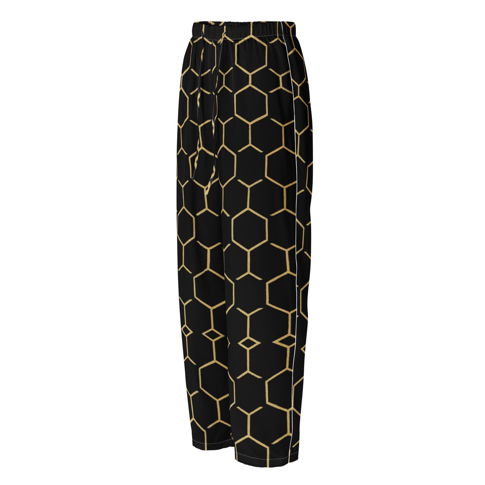 TALISHÉN: Steel Spine Hex Pattern – Women’s pajama pants – Black & Gold - Image 5