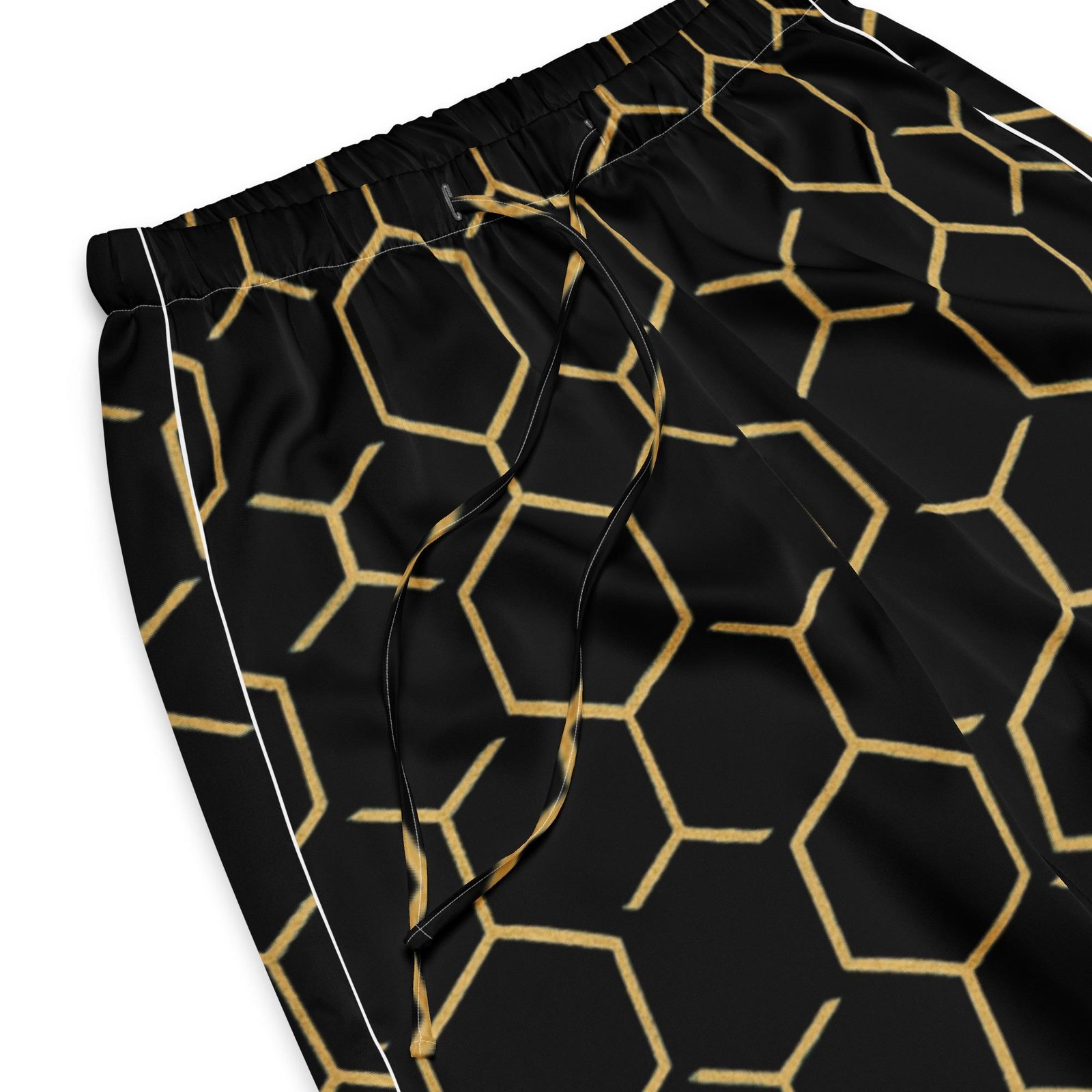 TALISHÉN: Steel Spine Hex Pattern – Women’s pajama pants – Black & Gold - Image 4