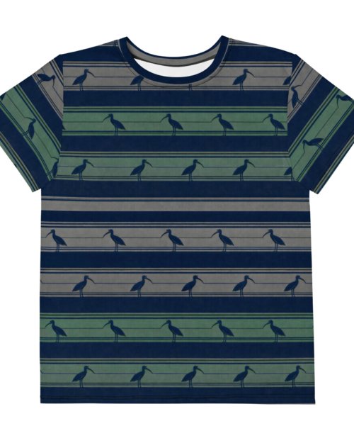 Ibis Tech Stripes – Youth cotton crew neck t-shirt – Navy, Olive, Tan